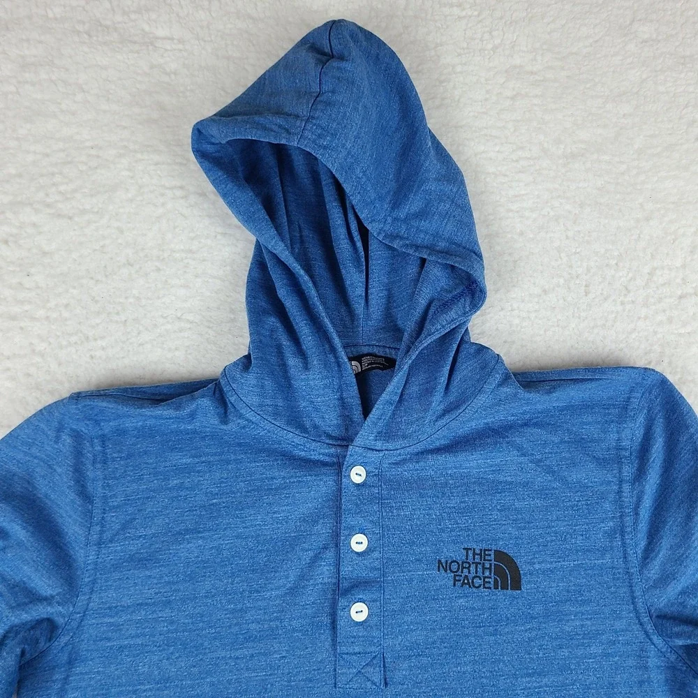 The North Face Hoodie Mens‎ Small Blue Cotton Rayon Polyester Button Activewear
